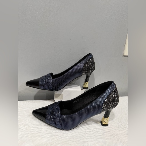 kay Gren Shoes - Chic Black and Blue Women's Heels